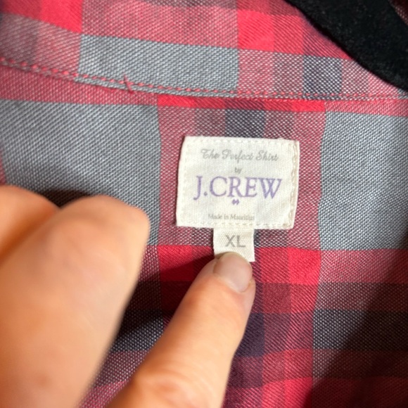 J. Crew Red and Gray Plaid Button-down Shirt - Picture 2 of 4